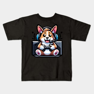 Gamer corgi Kids T-Shirt